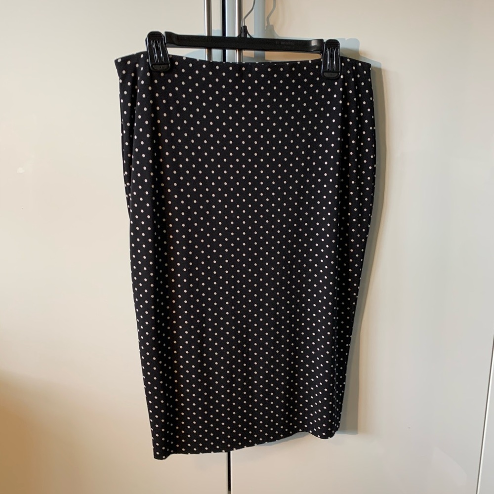 Vince Camuto polka a dot skirt black white Medium pencil fitted body con 20s M - Picture 8 of 16